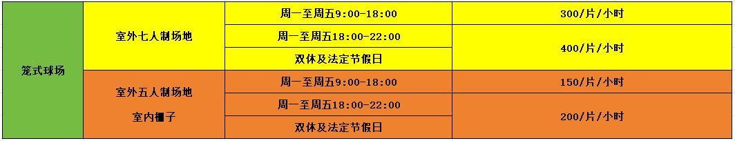 竞技联盟德州中心其他场地租赁收费标准